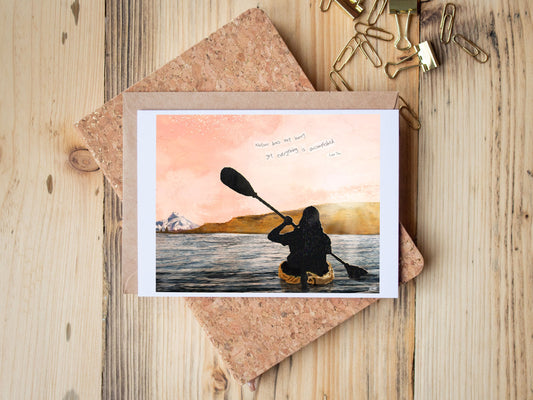 Blank Greeting Card - Columbia Kayak - Mixed Media Collage