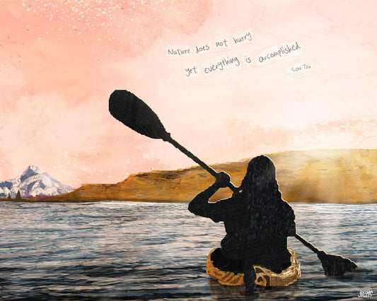 8x10 Art Print - Columbia Kayak - Mixed Media Collage