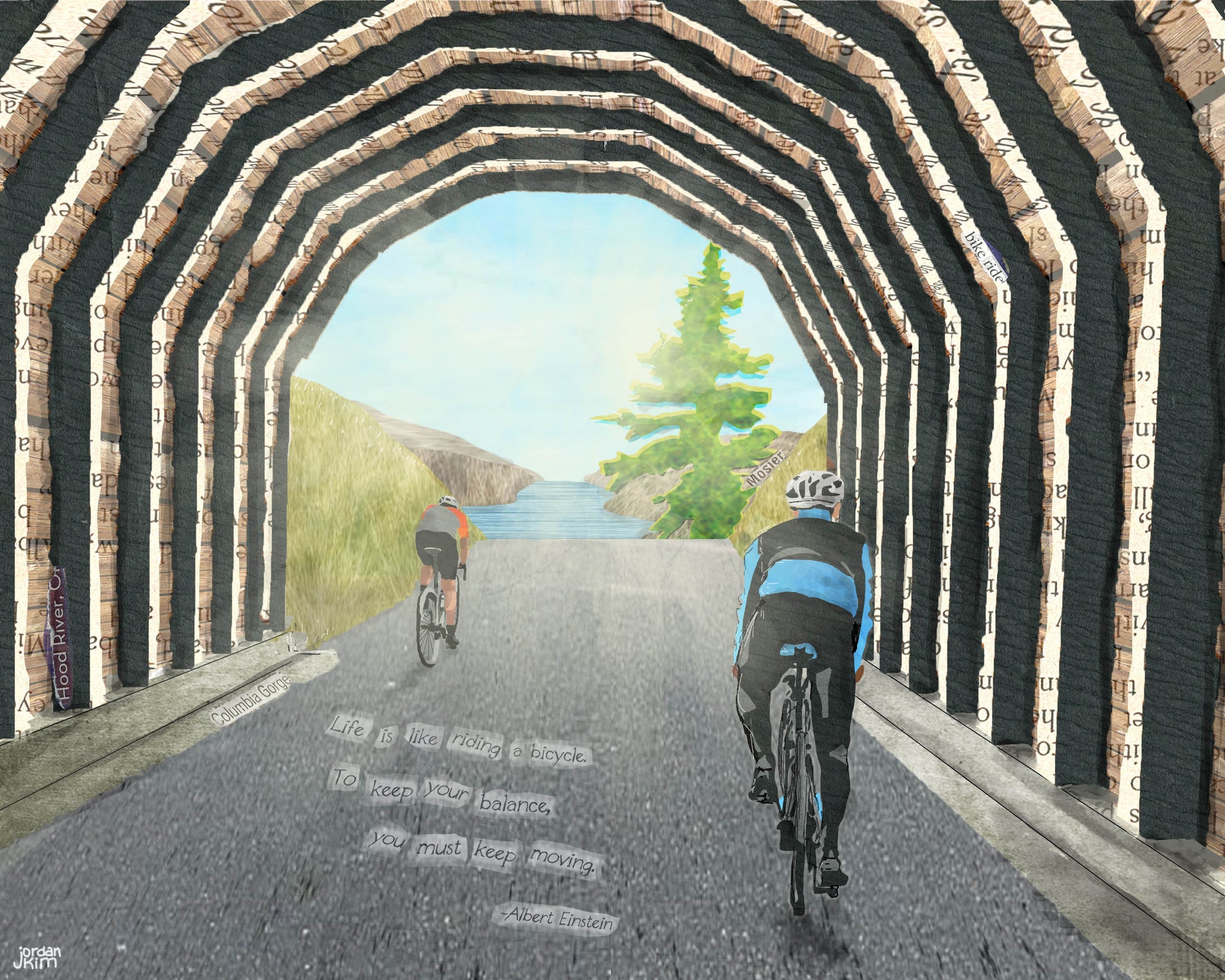 Biking Twin Tunnels - 8x10 Art Print