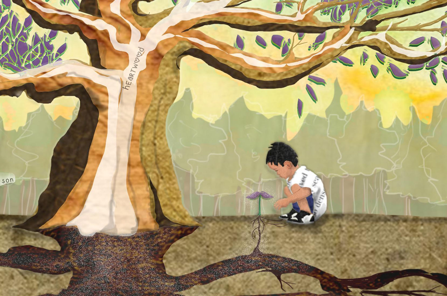 Mother Tree Wall Art – 8x10 Print of Tree & Child – Matriarchal Forest Roots by Jordan Kim