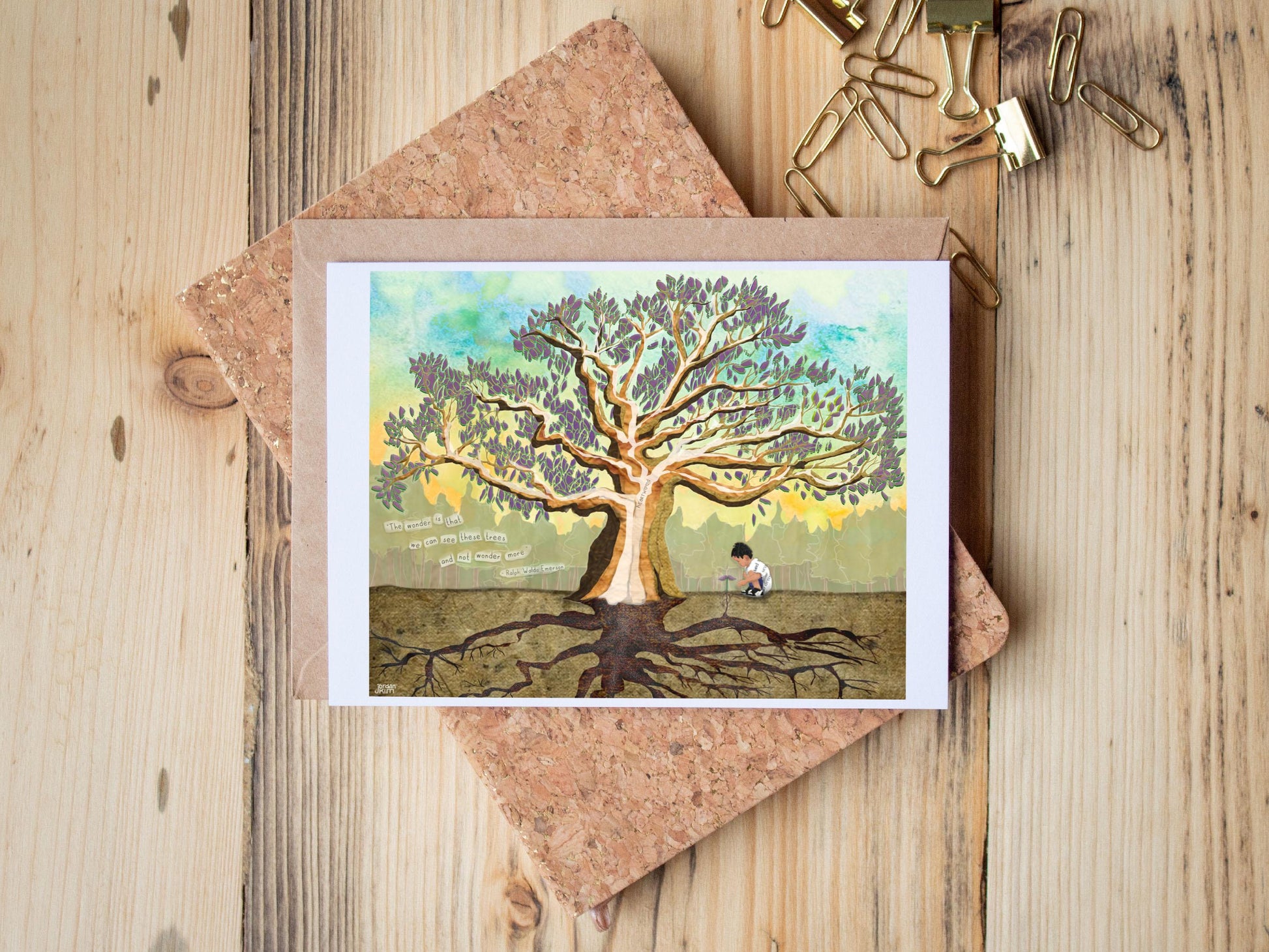 Mother Tree Greeting Card – Forest Wisdom + Roots – Emerson Quote – 5x7 Blank Nature Card