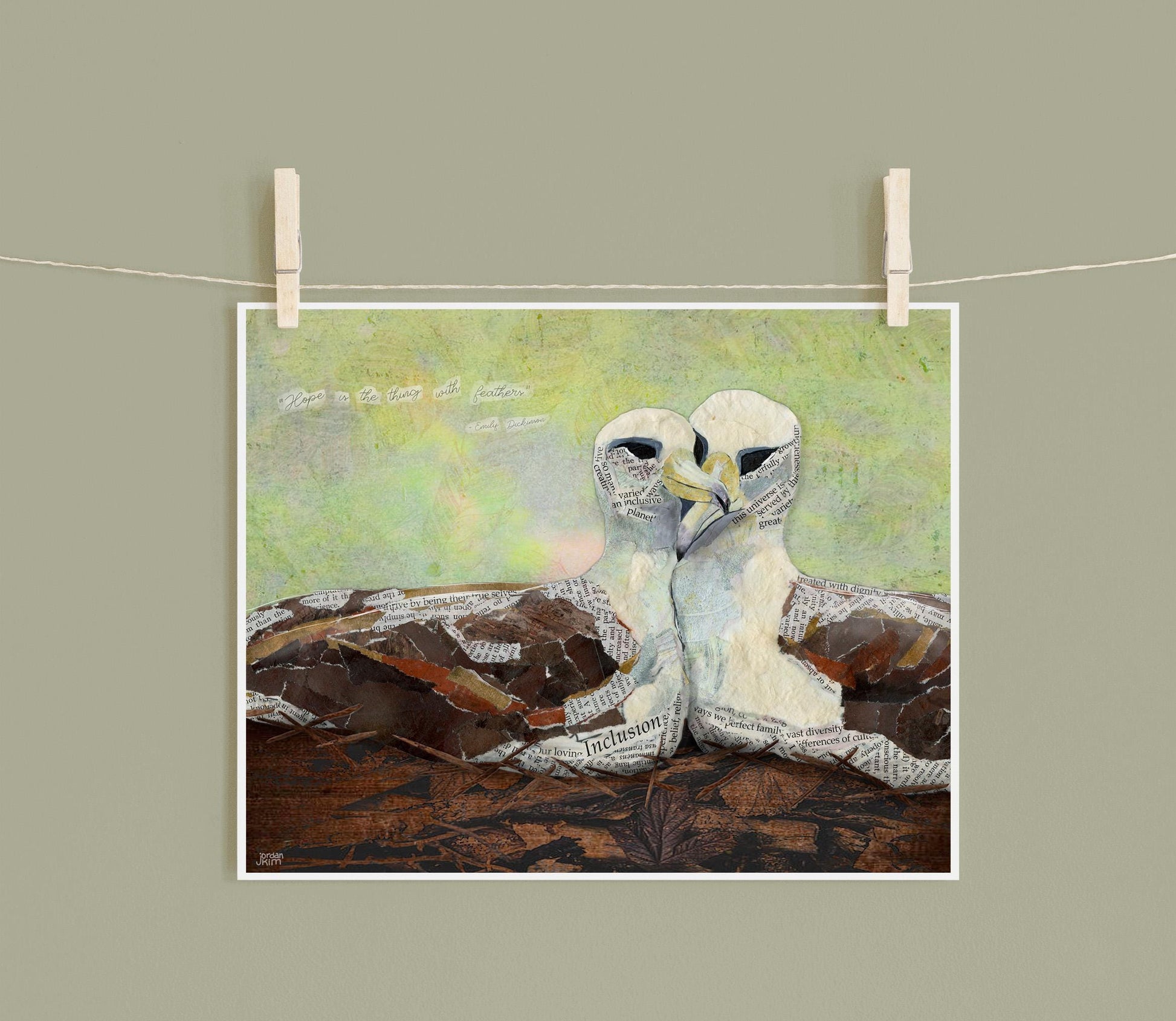 Laysan Albatross Art Print – 8x10 Mixed Media Collage – Queer Female Pair Birds by Jordan Kim