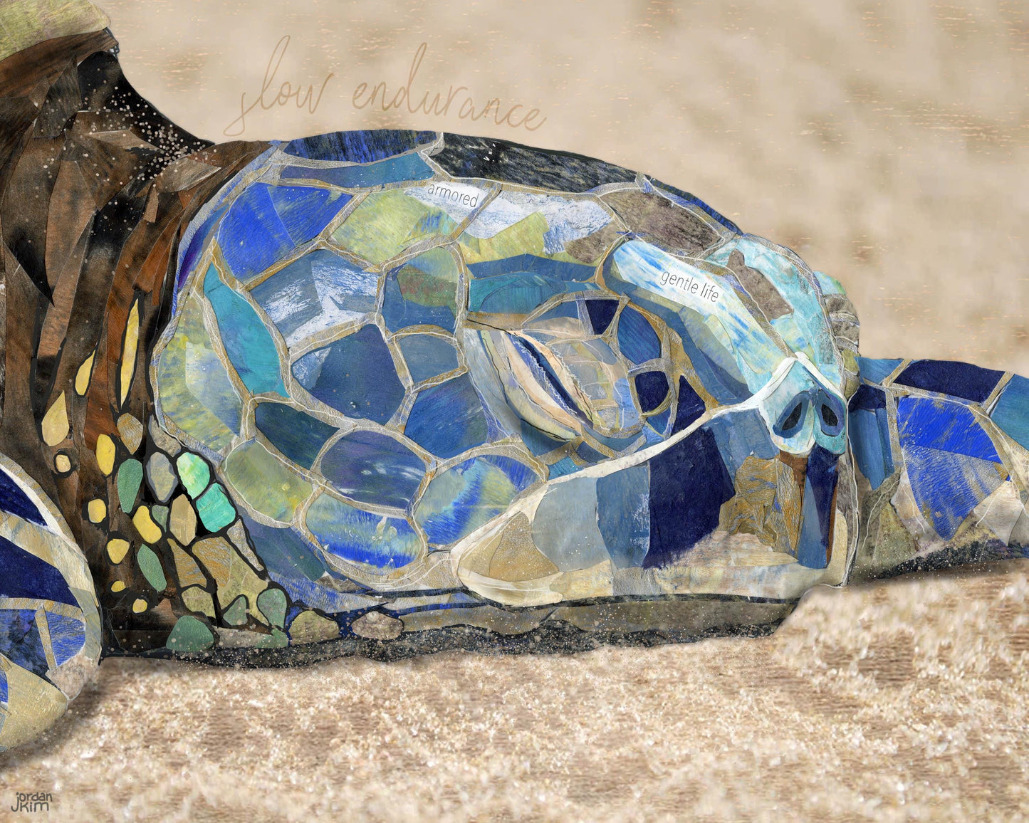 Sea Turtle Collage Art Print – Inspirational Nature Artwork (8x10")