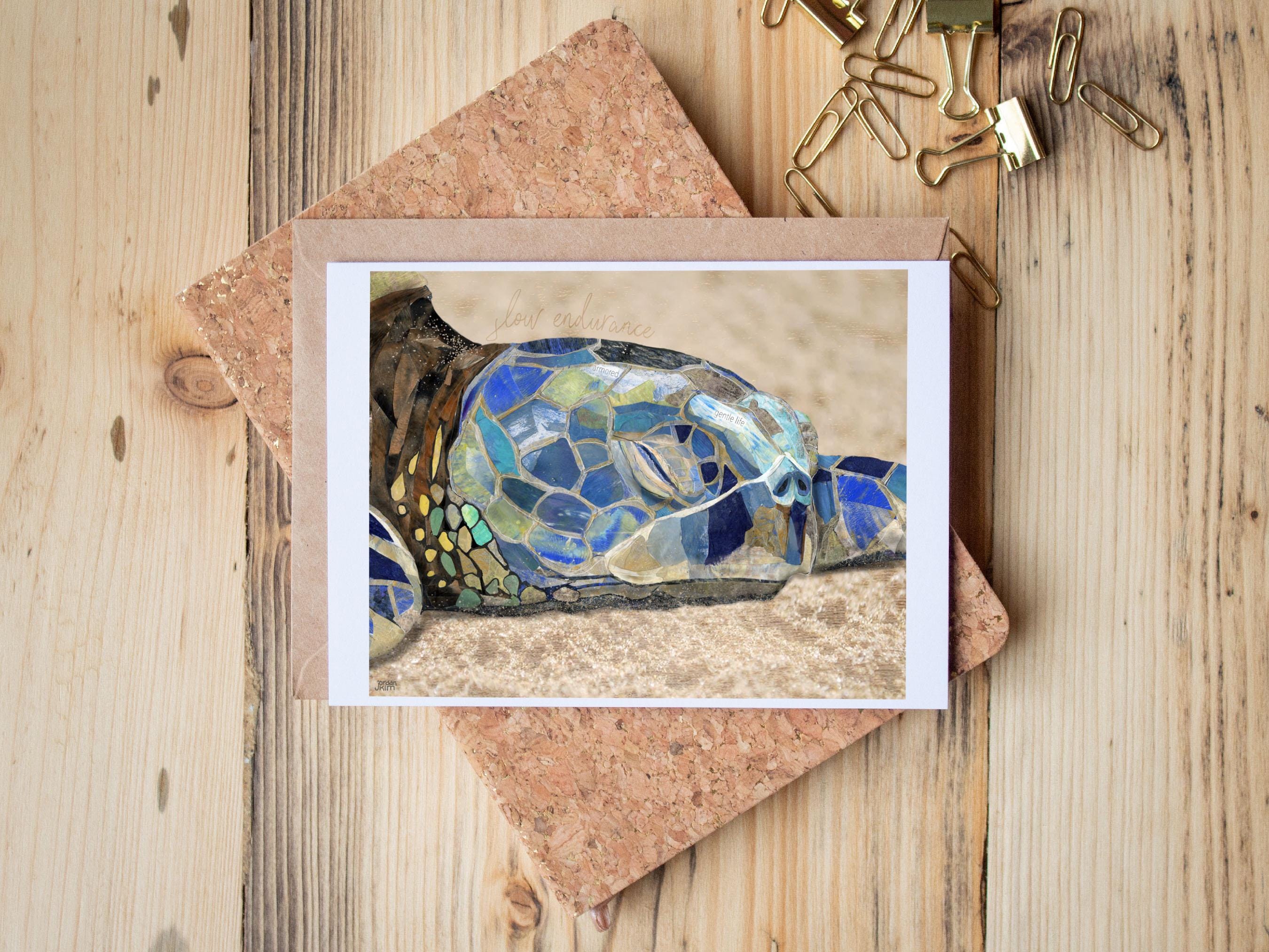 Sea Turtle Card – Ocean Animals – Inspirational Nature Art – 5x7 Blank Greeting Card