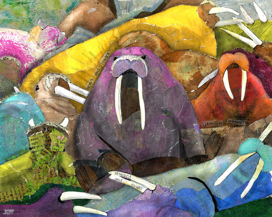 Walrus Card – Ocean Animals – Playful Nature Art – 5x7 Blank Greeting Card