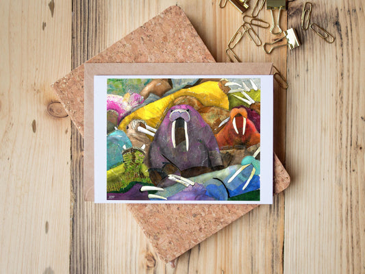 Walrus Card – Ocean Animals – Playful Nature Art – 5x7 Blank Greeting Card