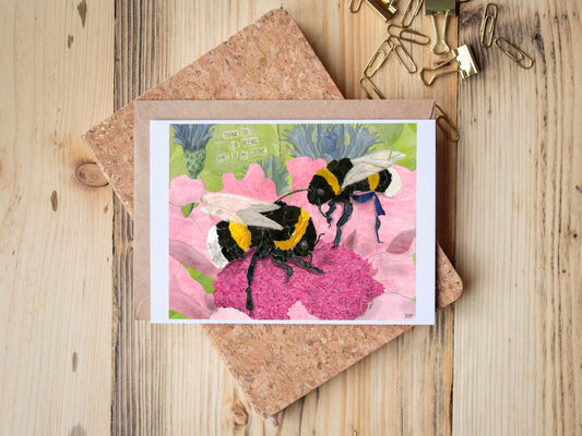 Bumblebee Thank You Card – Pollinator Nature Art – 5x7 Blank Greeting Card