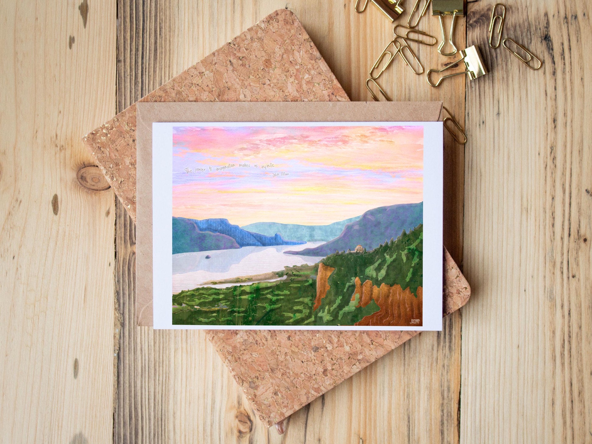 Crown Point Greeting Card – Oregon Landmark Collage – Columbia Gorge Nature – 5x7 Blank Card