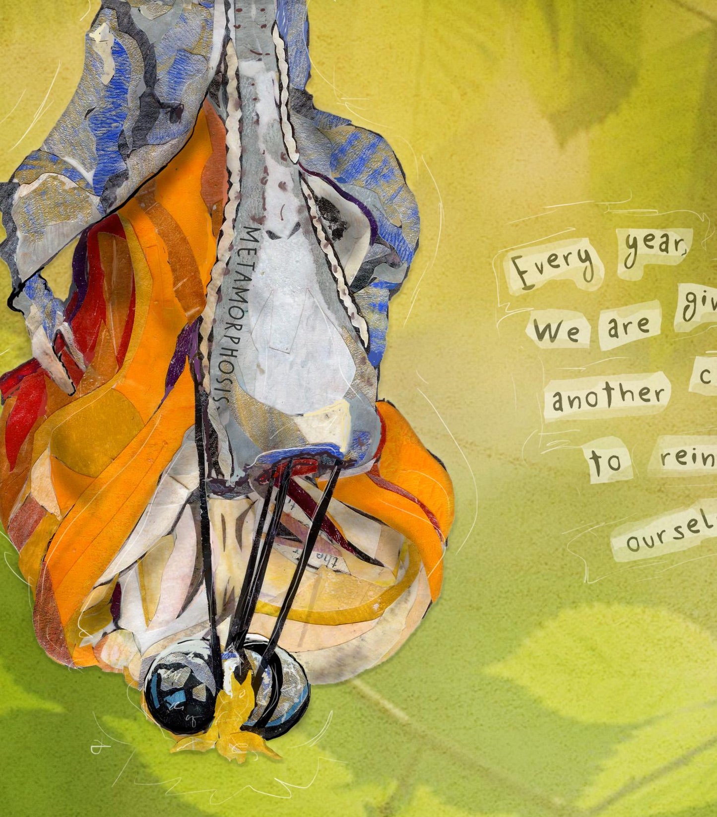 Butterfly Birthday Art Print – Mixed Media Collage, Inspirational Nature (8x10