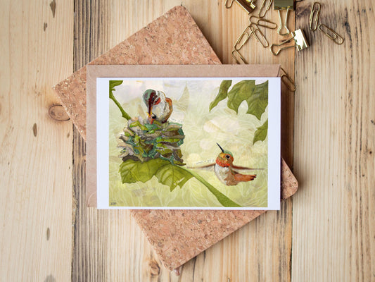 Hummingbird New Baby Card – Nature Art Greeting Card (5x7 Blank Cardstock