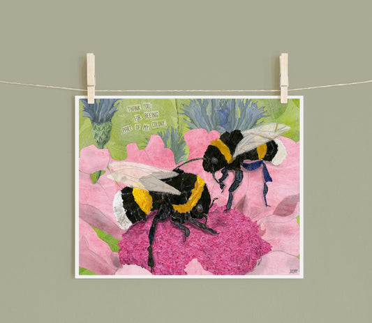Bumblebee Wall Art – 8x10 Mixed Media Collage – Gratitude nature work by Found and Rewound