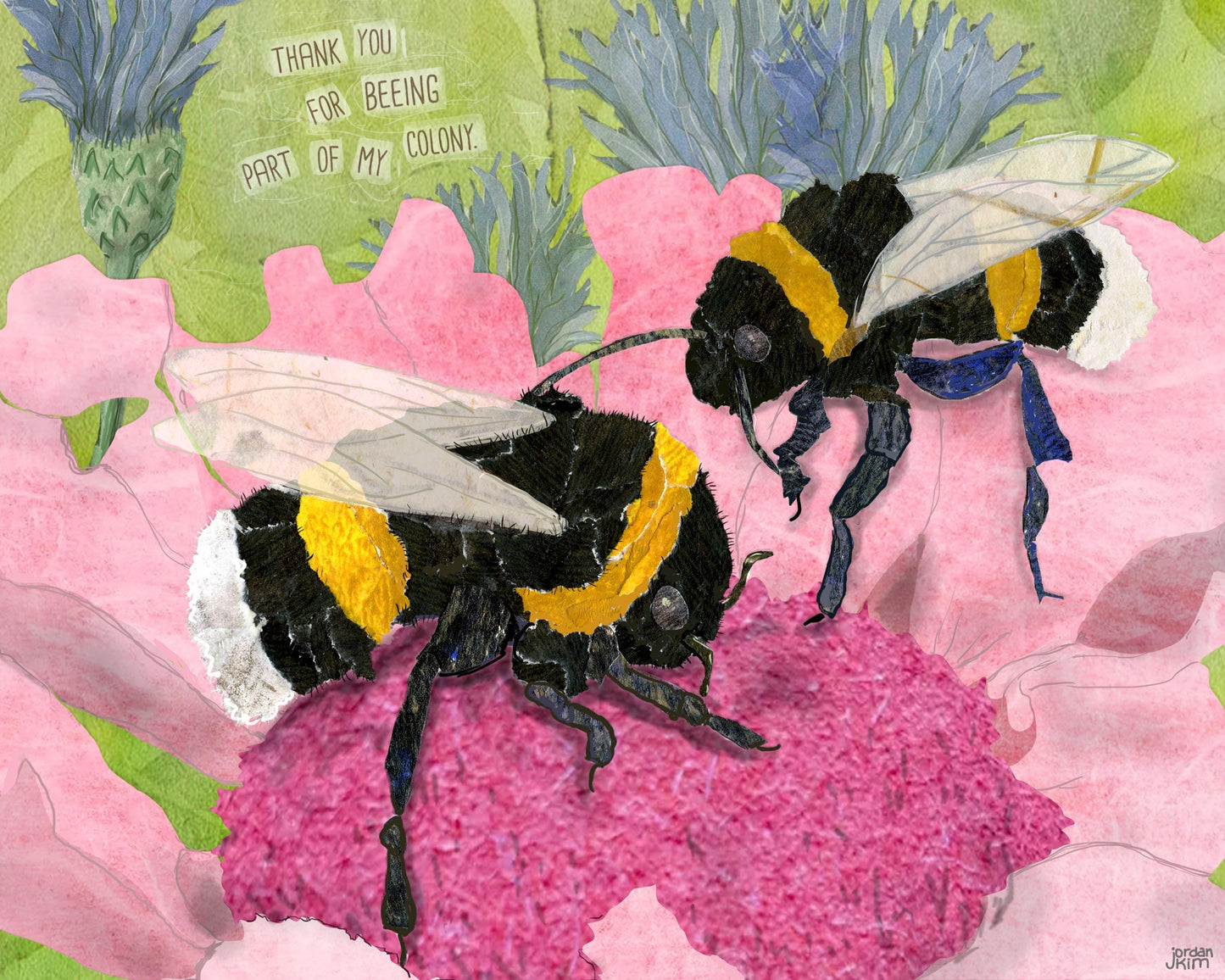 Bumblebee Thank You Card – Pollinator Nature Art – 5x7 Blank Greeting Card