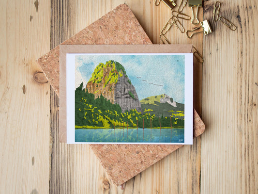 Beacon Rock Greeting Card – Washington Landmark Collage – Columbia Gorge Nature – 5x7 Blank Card