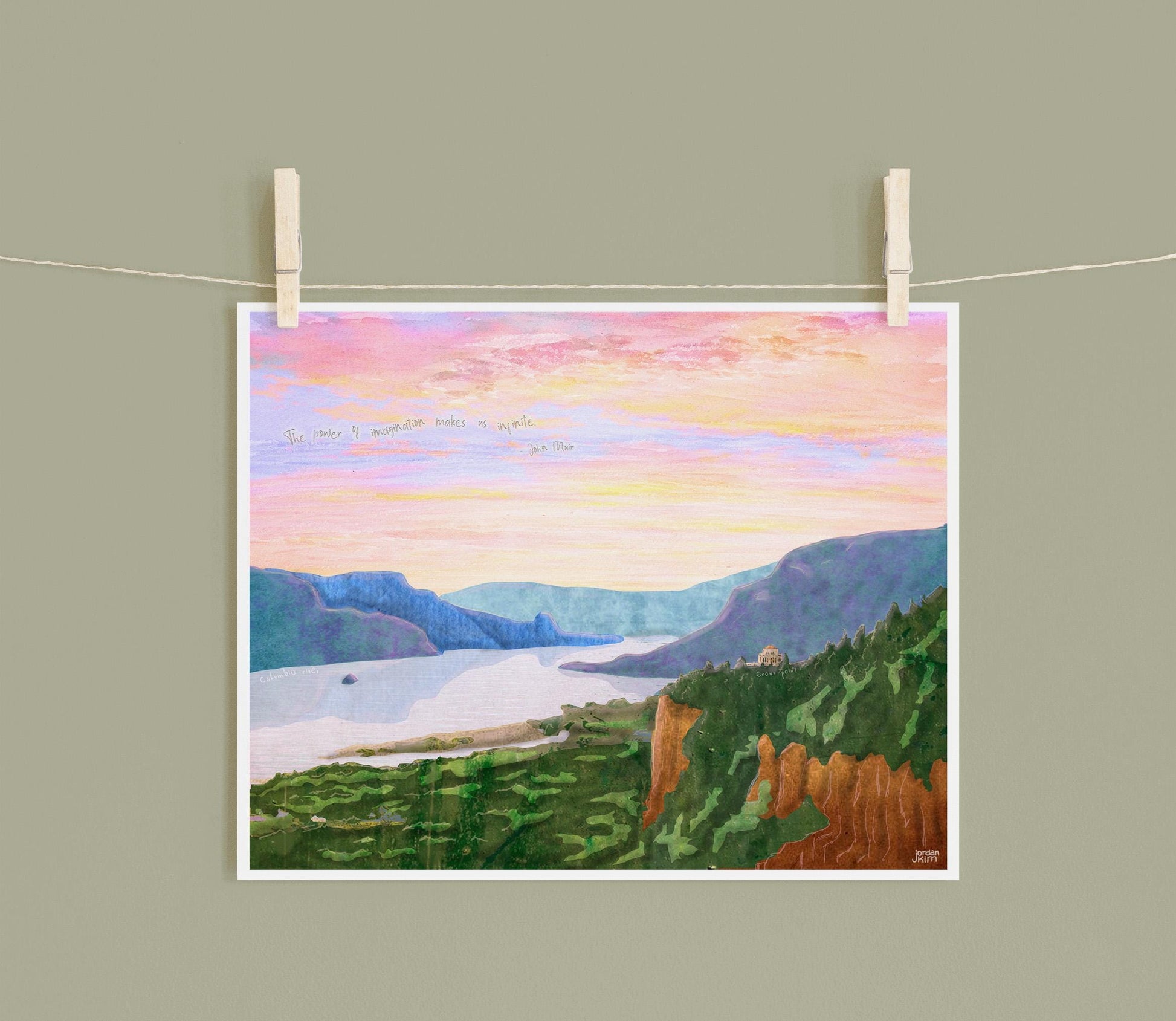 Crown Point Art Print: Oregon Columbia Gorge Landscape Collage (8x10, Recycled Cardstock)