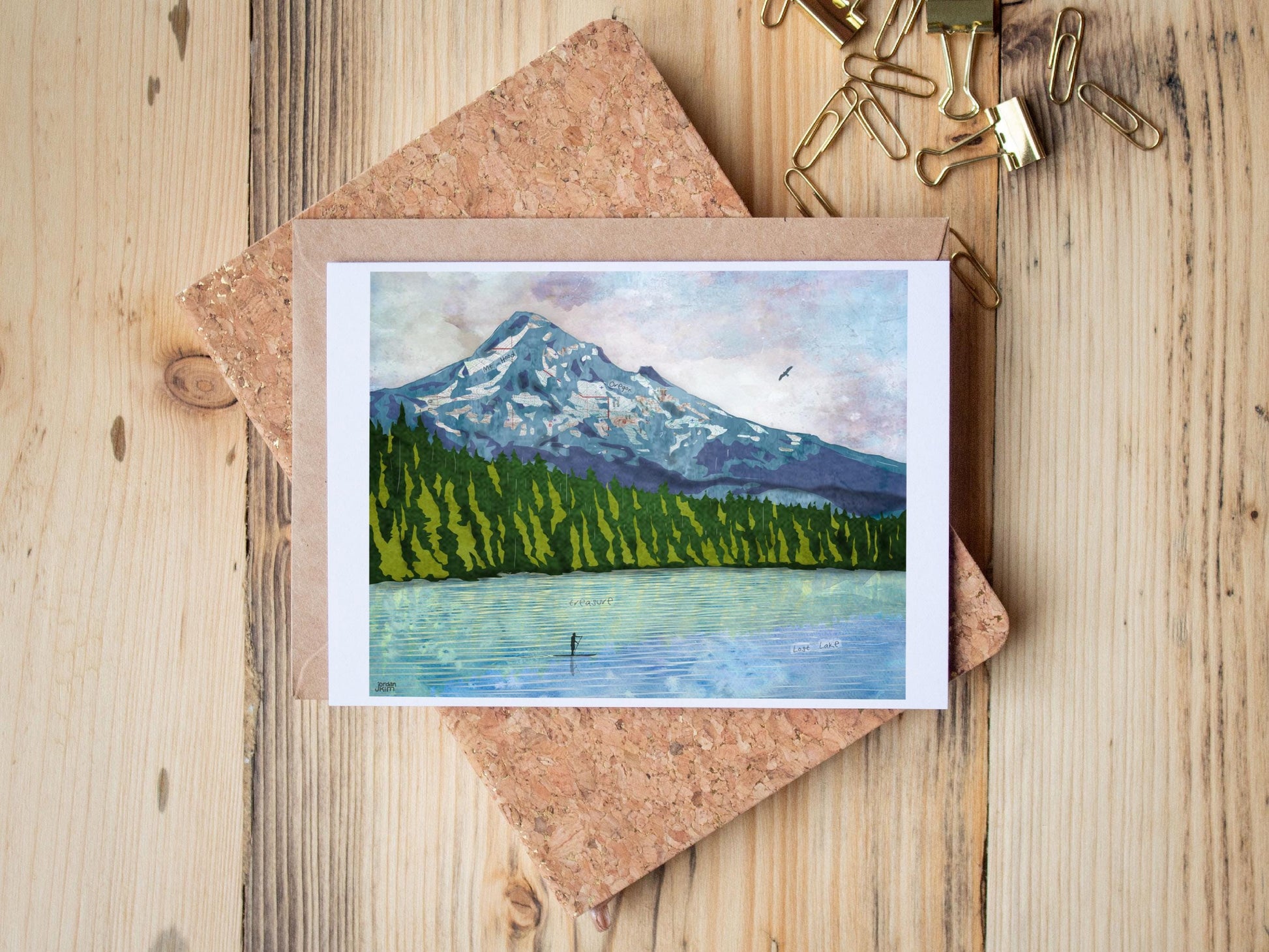 Lost Lake Card – Osprey, SUP, Columbia River Gorge, Landscape – 5x7 Blank Greeting Card