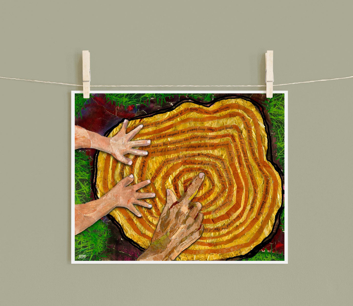 Growth Rings Wall Art – 8x10 Mixed Media Collage Print