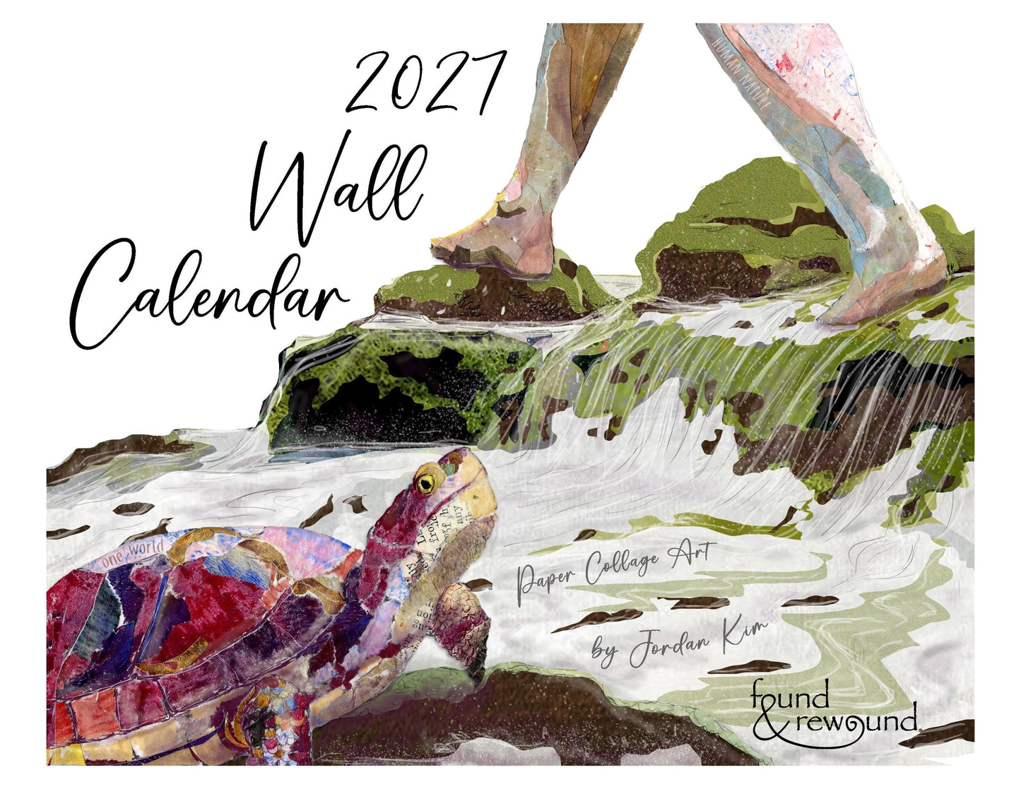 2027 Human Nature Calendar – Paper Collage Art, Animals People, Large Grid