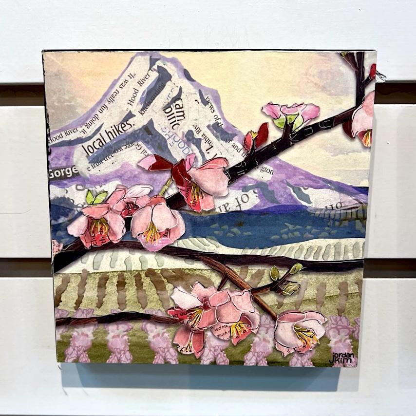 5x5" Wood-Mounted Print - Hood Blossoms - For Hanging or Free Standing on Shelf