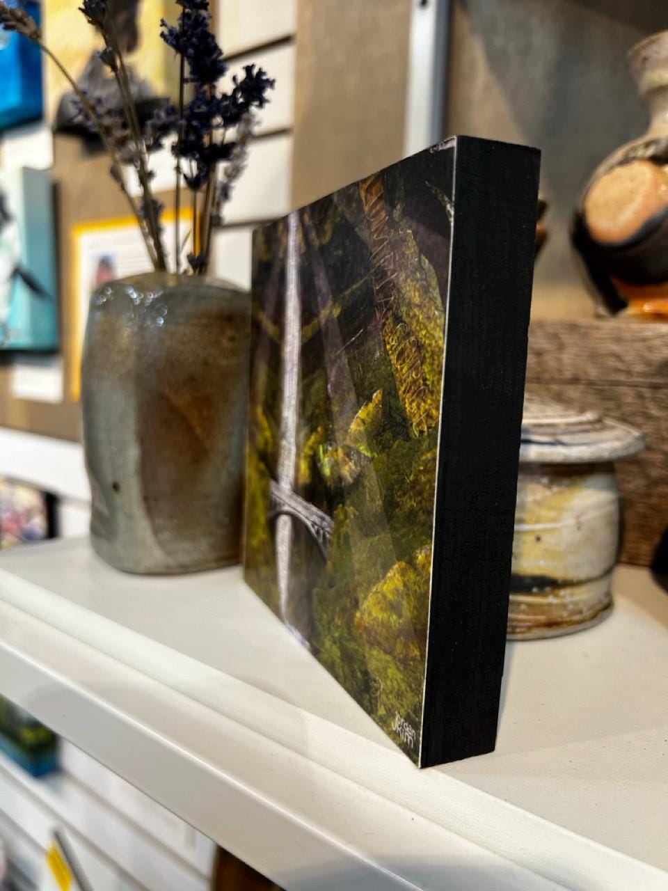 5x5" Wood-Mounted Print - Multnomah Falls - For Hanging or Free Standing on Shelf