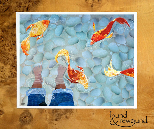 8x10 Art Print of Feet in a Koi Pond With Fish Swimming Around - Inspirational Wall Art - Housewarming Gift - Diversity Unites Us