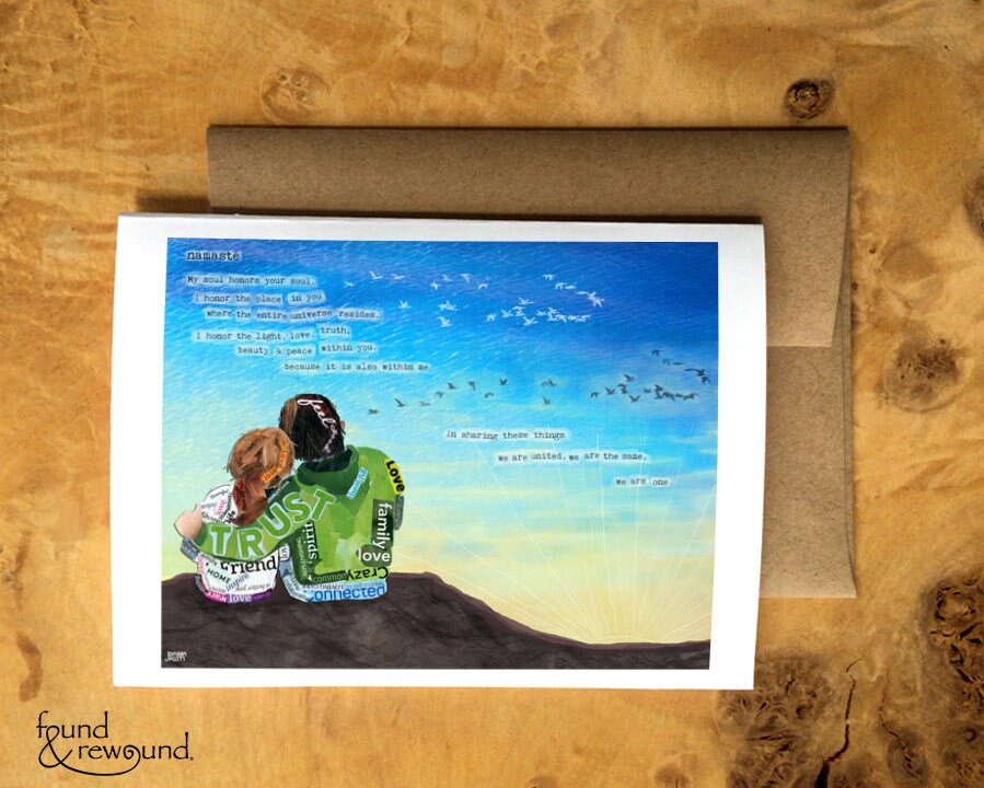 Greeting Card of a Couple Watching Sunset - Trust - Namaste Quote - Couple - Engagement - Wedding - Anniversary - Blank Inside