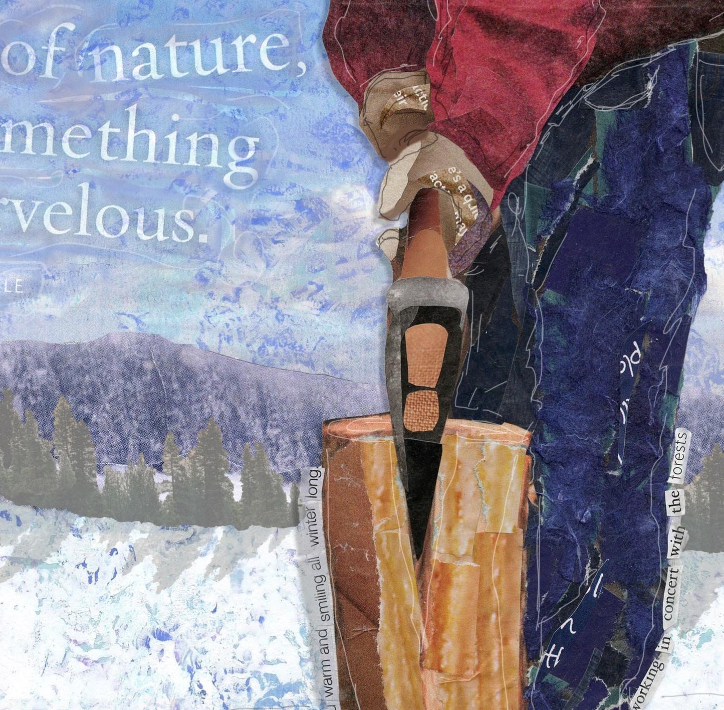 8x10 Art Print of a person chopping firewood - Aristotle quote - Winter Scene - Gift for Dad, Grandfather