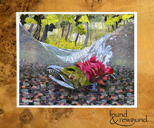 8x10 Art Print of a salmon with inspirational text imbedded - living room art - fisherman gift - fish - river