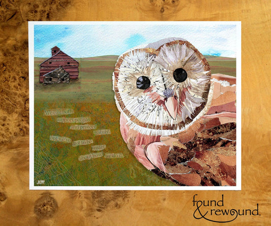 8x10 Art Print of a Barn Owl and Inspirational Text - Inspiring - Nature Lover - Conservation - Animal Lover Gift - Wall Art