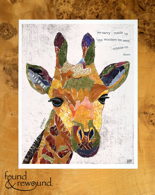 8x10 Art Print of a Giraffe Collage With Rumi Quote - Inspirational - Wonder - Child's Bedroom, Nursery, Animal, Zoo Theme