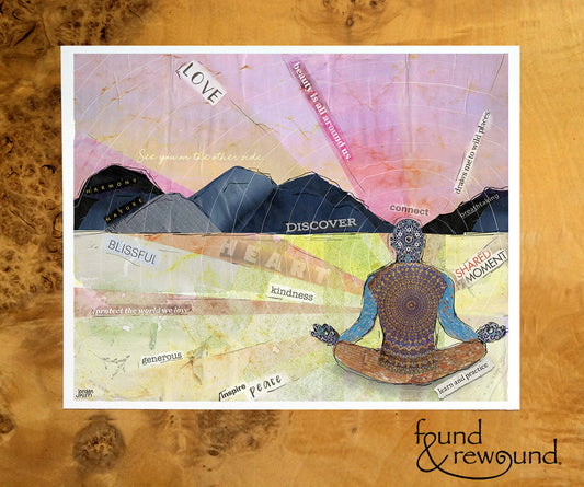 8x10 Art print of a Person Meditating - Collage, Mindfulness, Inspirational, Yoga Studio, Wall Art, Meditation, Om, Study