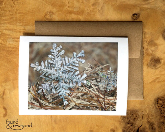 Greeting Card of a Snowflake in Forest Duff - Winter - Snow - Anytime - Blank Inside