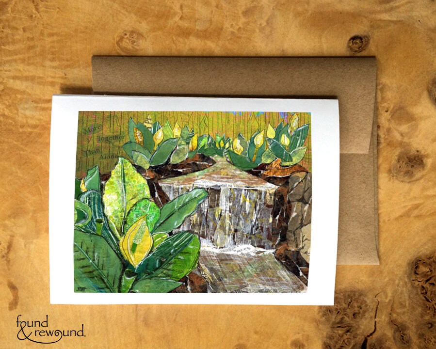 Greeting Card of Skunk Cabbage Plants Along a Waterway - Inspirational - Blank Inside