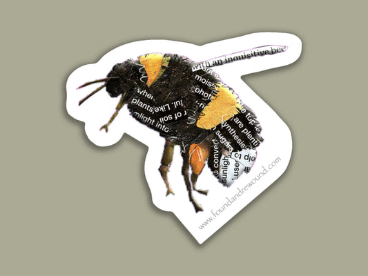 Bumblebee Sticker - 3" x 3" Original MixedMedia Collage - Dye Cut, Vinyl